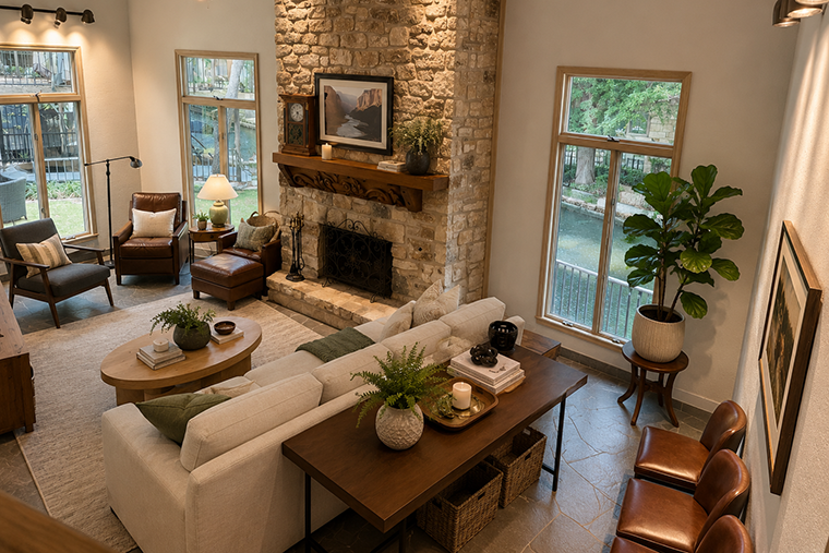 Virtually enhanced living room